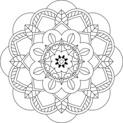 Easy Mandala coloring book simple and basic for beginners, seniors and children. Set of Mehndi flower pattern for Henna drawing and tattoo. Decoration in ethnic oriental, Indian style.