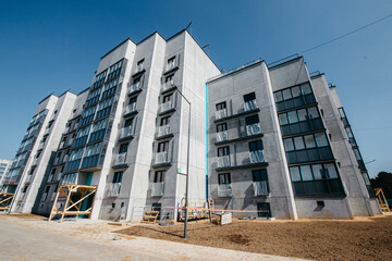 almost finished houses at the construction site