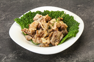 Baled lamb meat in the bowl