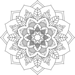 Easy Mandala coloring book simple and basic for beginners, seniors and children. Set of Mehndi flower pattern for Henna drawing and tattoo. Decoration in ethnic oriental, Indian style.