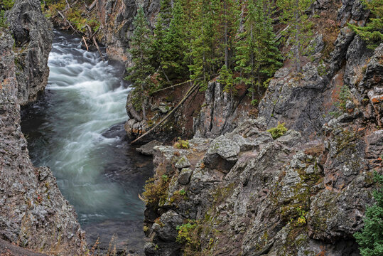 A Swift River In Colorado's Little Yellowstone Valley.