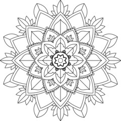 Easy Mandala coloring book simple and basic for beginners, seniors and children. Set of Mehndi flower pattern for Henna drawing and tattoo. Decoration in ethnic oriental, Indian style.