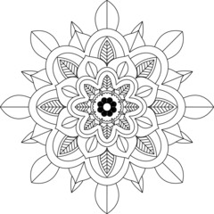 Easy Mandala coloring book simple and basic for beginners, seniors and children. Set of Mehndi flower pattern for Henna drawing and tattoo. Decoration in ethnic oriental, Indian style.