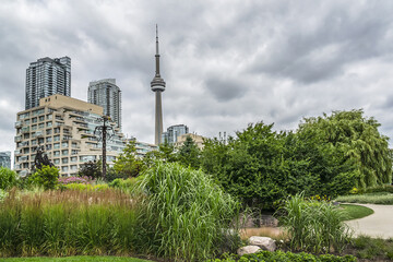 Obraz premium Beautiful Garden near the Toronto harbor. Toronto, Ontario, Canada.