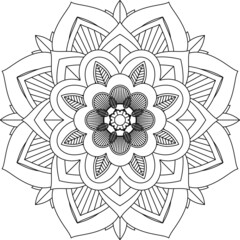 Easy Mandala coloring book simple and basic for beginners, seniors and children. Set of Mehndi flower pattern for Henna drawing and tattoo. Decoration in ethnic oriental, Indian style.