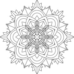 Easy Mandala coloring book simple and basic for beginners, seniors and children. Set of Mehndi flower pattern for Henna drawing and tattoo. Decoration in ethnic oriental, Indian style.