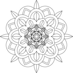 Easy Mandala coloring book simple and basic for beginners, seniors and children. Set of Mehndi flower pattern for Henna drawing and tattoo. Decoration in ethnic oriental, Indian style.