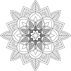 Easy Mandala coloring book simple and basic for beginners, seniors and children. Set of Mehndi flower pattern for Henna drawing and tattoo. Decoration in ethnic oriental, Indian style.