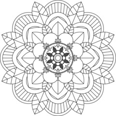 Easy Mandala coloring book simple and basic for beginners, seniors and children. Set of Mehndi flower pattern for Henna drawing and tattoo. Decoration in ethnic oriental, Indian style.