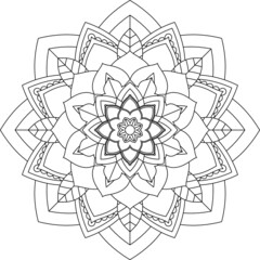Easy Mandala coloring book simple and basic for beginners, seniors and children. Set of Mehndi flower pattern for Henna drawing and tattoo. Decoration in ethnic oriental, Indian style.