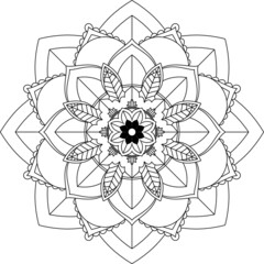 Fototapeta premium Easy Mandala coloring book simple and basic for beginners, seniors and children. Set of Mehndi flower pattern for Henna drawing and tattoo. Decoration in ethnic oriental, Indian style.
