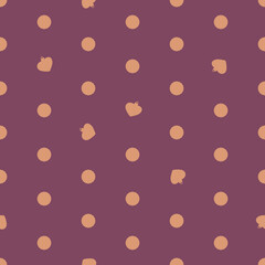 Fototapeta na wymiar Red dot seamless vector pattern with heart shaped christmas balls. The little hearts in the dot pattern are perfect for a small suprise in fabrics and sewing projects and also wrapping paper.