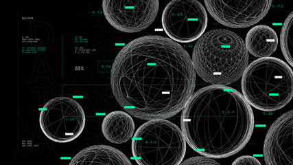Visualization of information databases, analysis and processing of data flow, conceptual cyberspace of global network