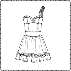 Editable fashion garment flat sketch for creating new designs