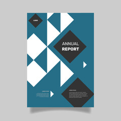 Annual report cover with black and blue color. - Vector.