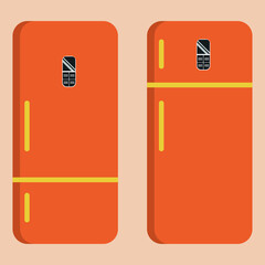 Isolated, Flat Design: Two Refrigerators - Orange
