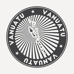 Vanuatu round logo. Vintage travel badge with the circular name and map of country, vector illustration. Can be used as insignia, logotype, label, sticker or badge of the Vanuatu.