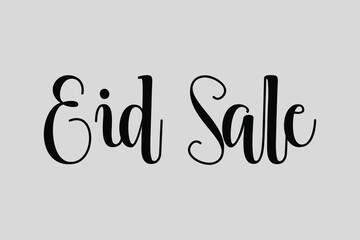Eid Sale Calligraphy Black Color Text On Light Grey Background