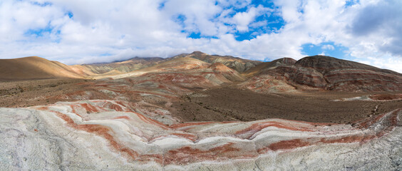 Fototapeta na wymiar Striped red mountains landscape, beauty of nature