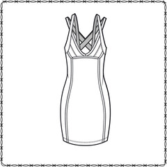 women dress editable fashion flat sketch for creating new designs mockup