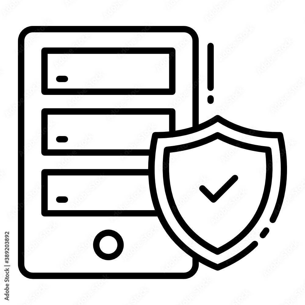 Poster managed security services concept, machine server insurance vector icon design, cloud computing and 