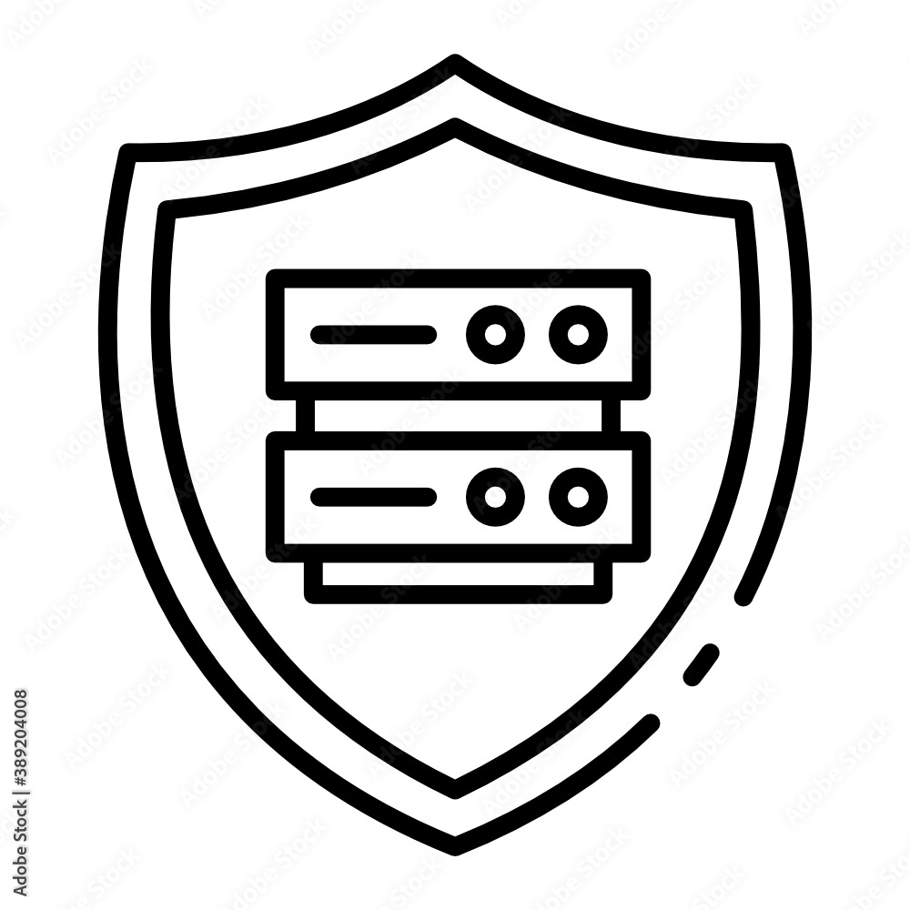 Poster server protection vector icon design, cloud computing and web hosting services symbol on white backg