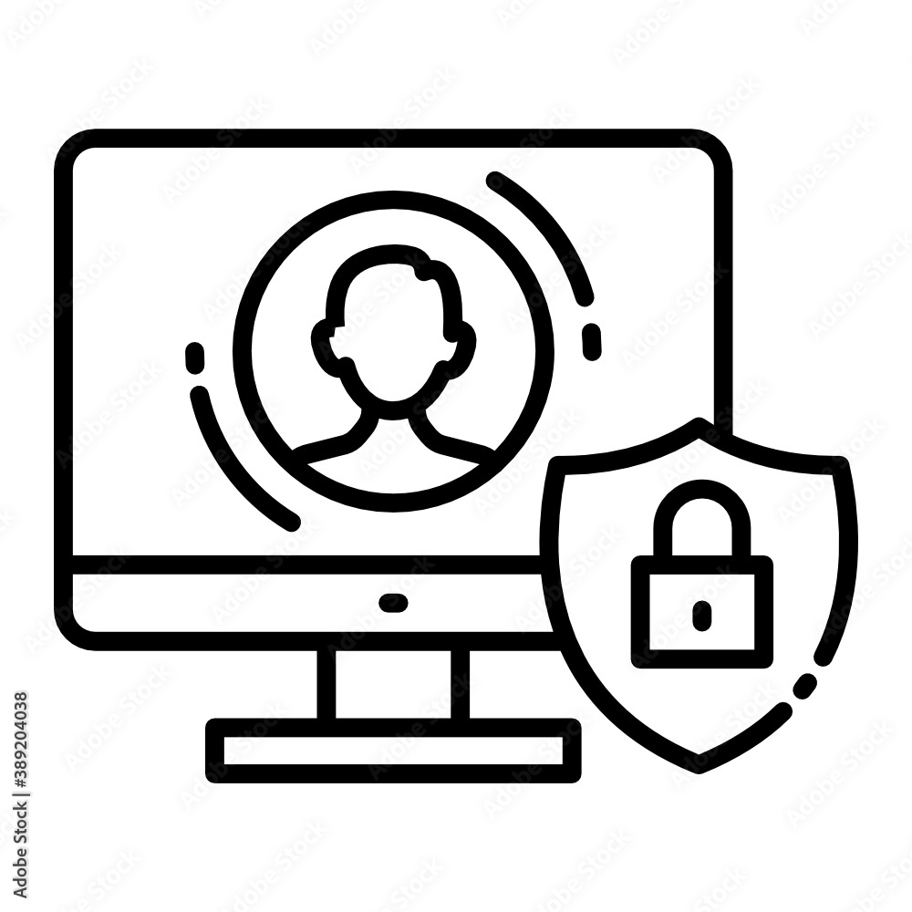 Poster digital security consultant concept, privacy policy vector line icon design, cloud computing and int