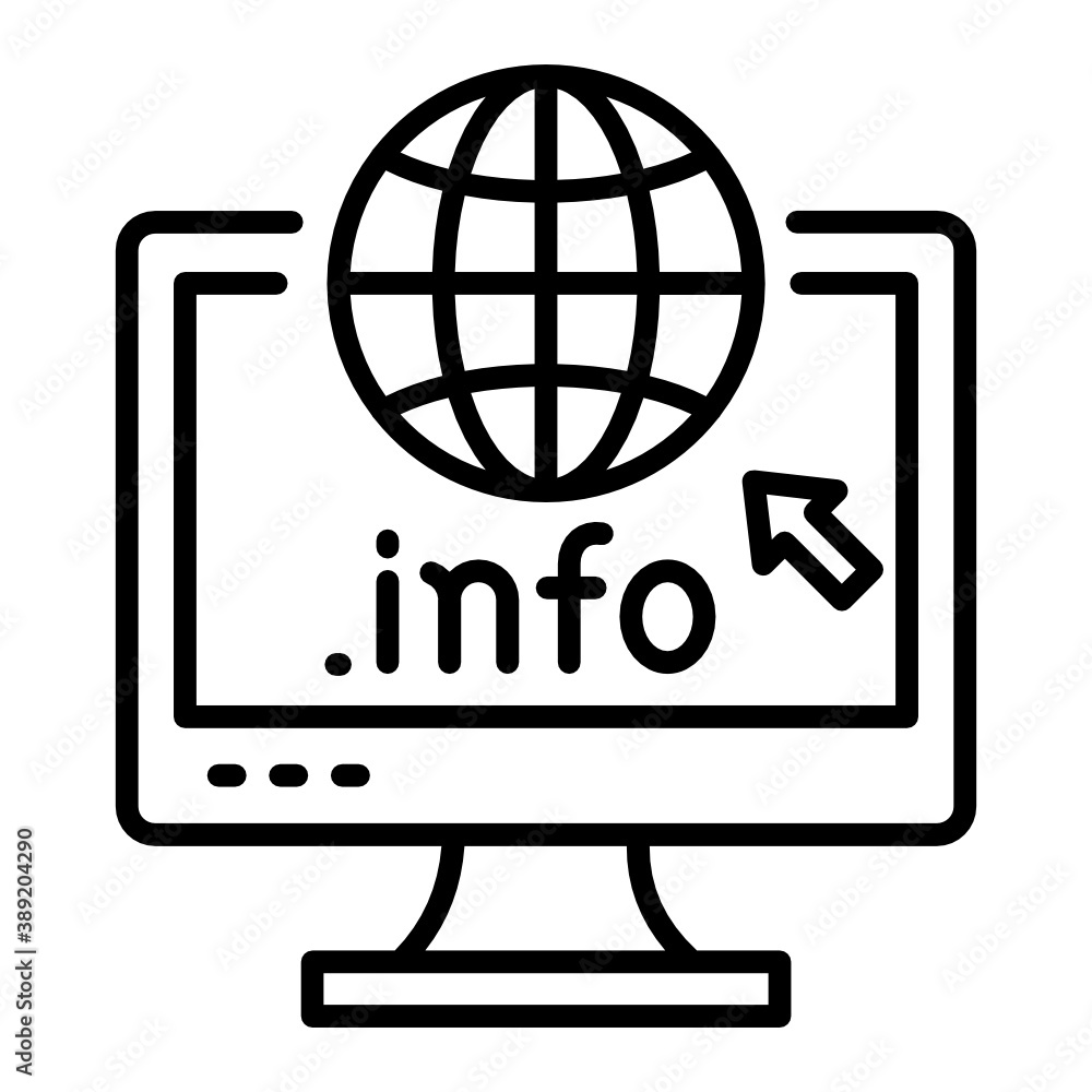 Poster dot info generic top level domain concept, gtld vector line icon design, domain for information webs