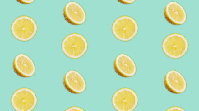 4K 60FPS Animated Loop Background - Lemons Flowing Vertically and Flipping