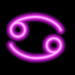 Pink neon zodiac sign Cancer. Predictions, astrology, horoscope.