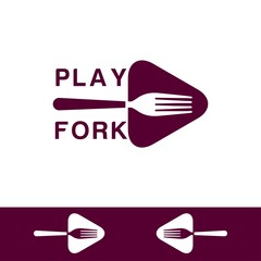 play and fork restaurant logo design vector