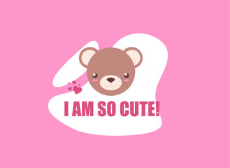 cute animal faces with inscriptions, colored vector illustration on a white background