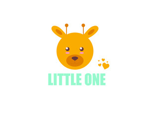 cute animal faces with inscriptions, colored vector illustration on a white background