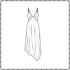 women dress editable fashion flat sketch for creating new designs mockup