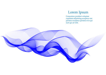 Abstract vector background, transparent waved lines for brochure, website design. Blue smoke wave.