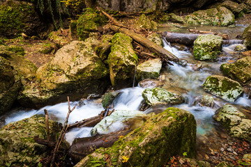 Obraz premium Kesselfallklamm waterfalls in Semriach region Graz, Styria.