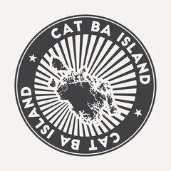 Cat Ba Island round logo. Vintage travel badge with the circular name and map of island, vector illustration. Can be used as insignia, logotype, label, sticker or badge of the Cat Ba Island.