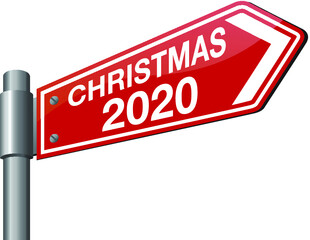 Vector illustration of christmas road sign 2020. Christmas day is coming, wish you all the best as always in this coming new year.