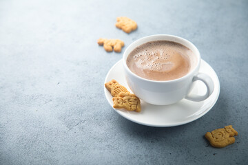Traditional homemade hot chocolate with cookies