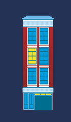 Obraz premium Amsterdam old house isolated as logo, emblem, flat vector stock illustration with facade of vintage architecture or old house of amsterdam, europe
