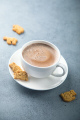 Traditional homemade hot chocolate with cookies