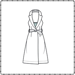 women dress editable fashion flat sketch for creating new designs mockup