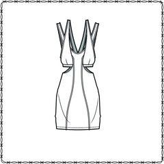 women dress editable fashion flat sketch for creating new designs mockup