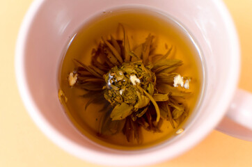 Cup with tea on the table