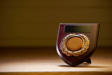 trophy on the wood background