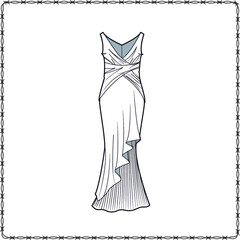 women dress editable fashion flat sketch for creating new designs mockup