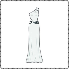 women dress editable fashion flat sketch for creating new designs mockup