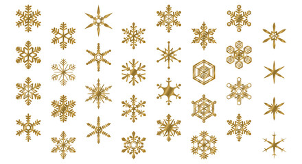Collection of various snowflakes icons (gold)