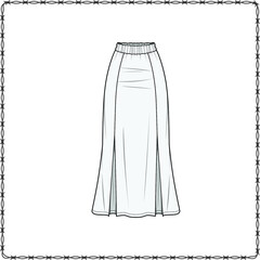 skirts dress editable fashion flat sketch for creating new designs mockup