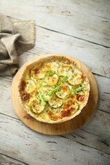 Homemade zucchini quiche with cheese